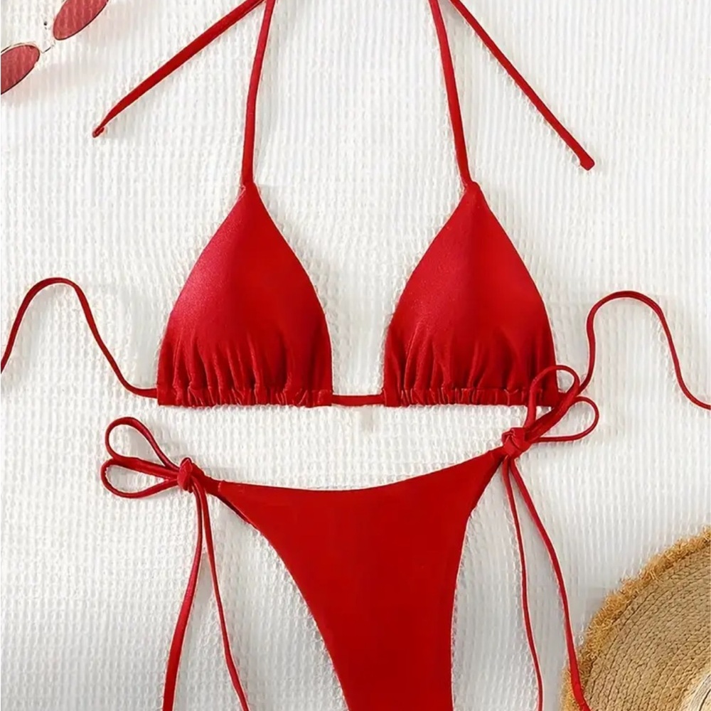 Red Halter Bikini Set